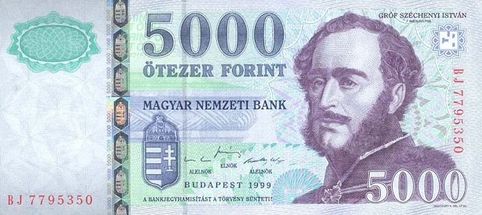 Front of Hungary p182a: 5000 Forint from 1999