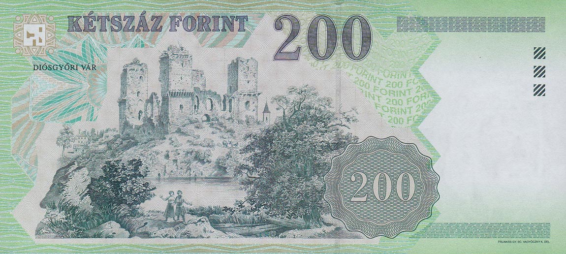 Back of Hungary p187e: 200 Forint from 2005