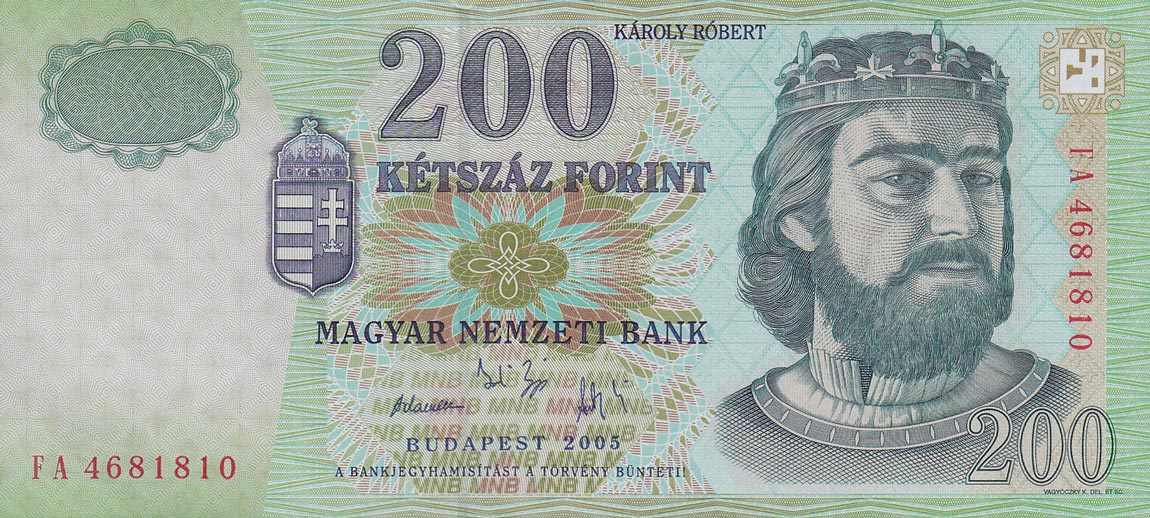 Front of Hungary p187e: 200 Forint from 2005