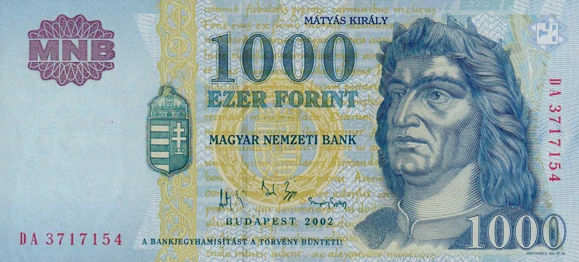 Front of Hungary p189a: 1000 Forint from 2002