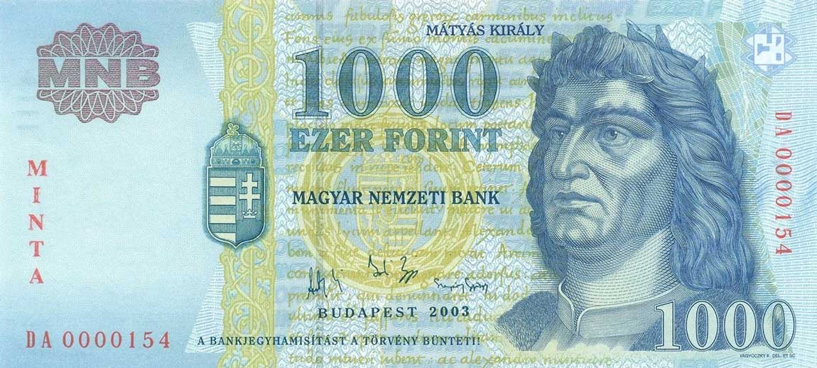 Front of Hungary p189s: 1000 Forint from 2002