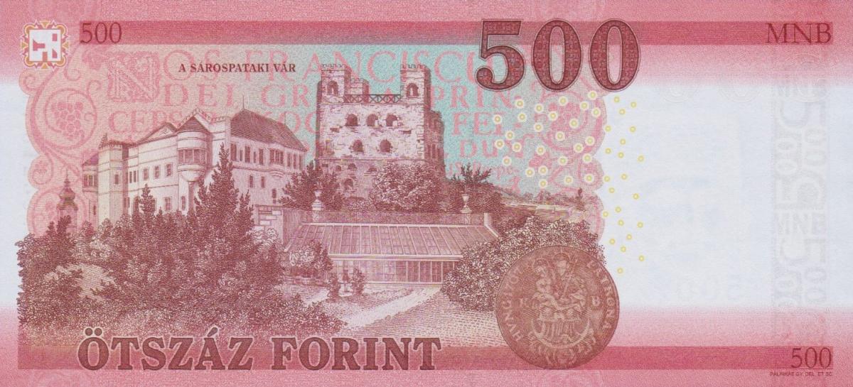 Back of Hungary p202a: 500 Forint from 2018