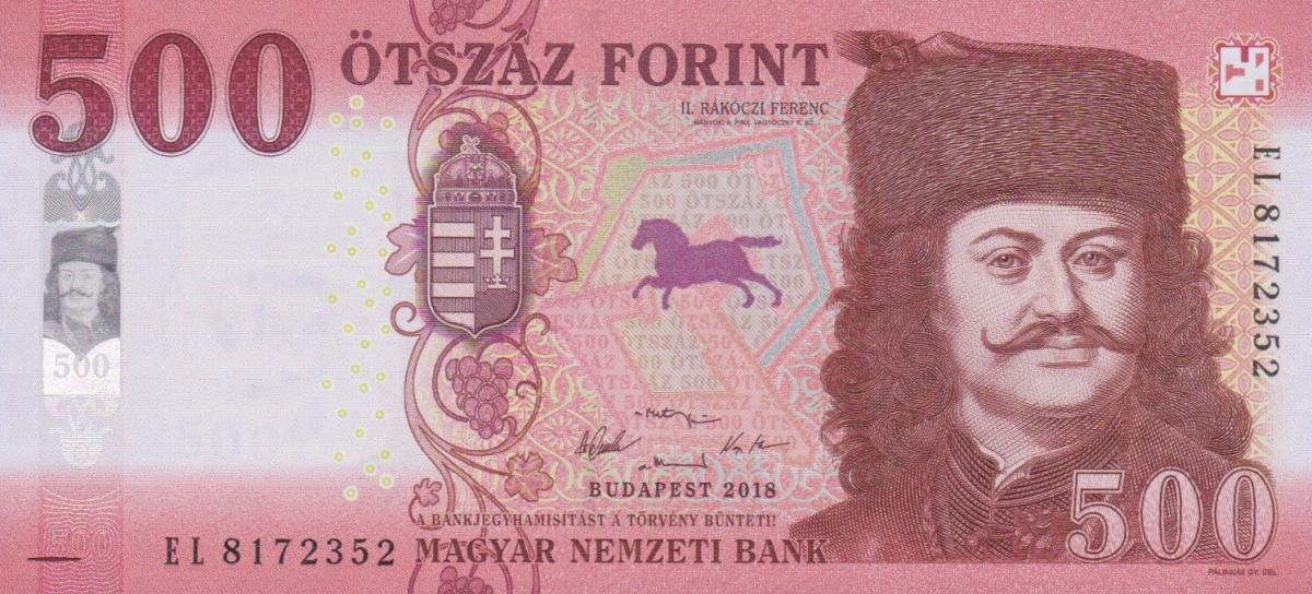 Front of Hungary p202a: 500 Forint from 2018