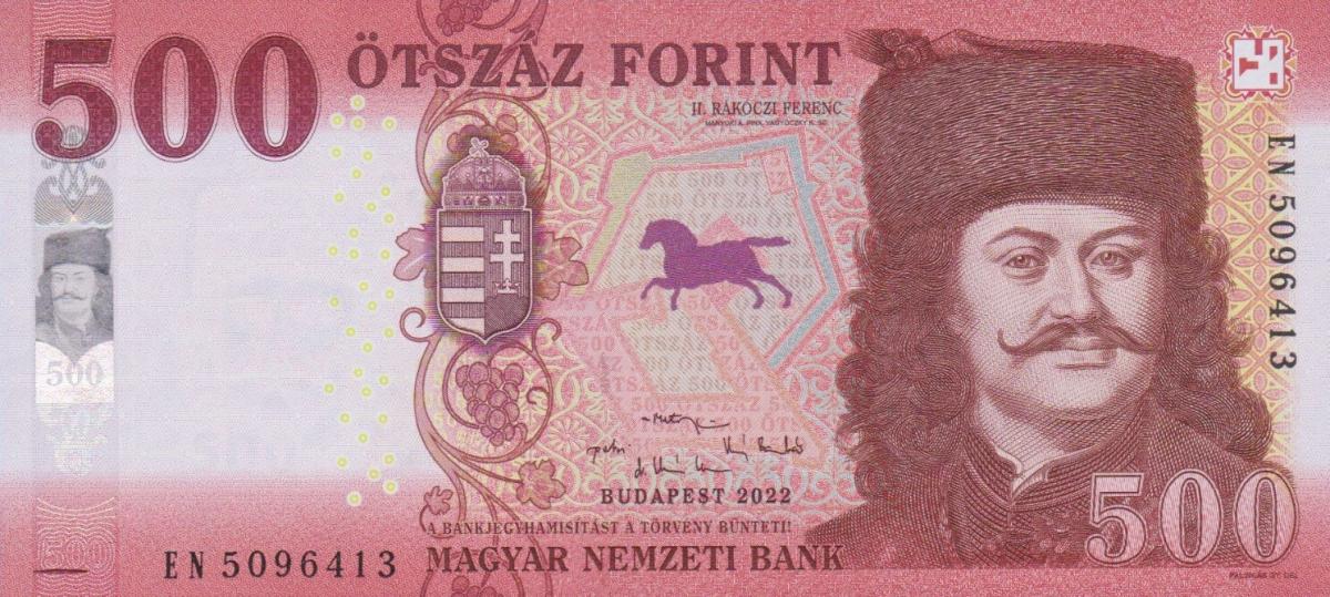 Front of Hungary p202b: 500 Forint from 2022
