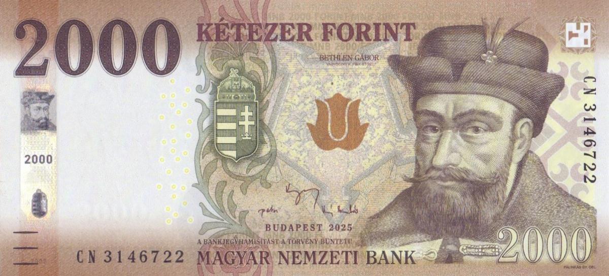 Front of Hungary p204d: 2000 Forint from 2025