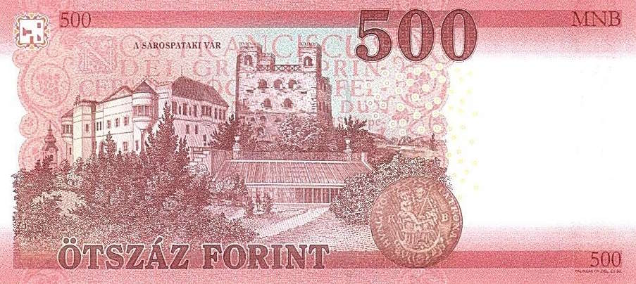 Back of Hungary p208b: 500 Forint from 2022