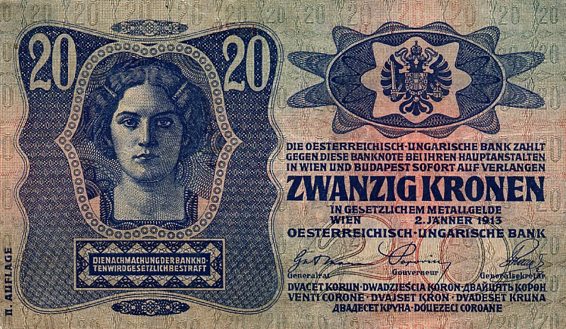 Back of Hungary p21A: 20 Korona from 1920
