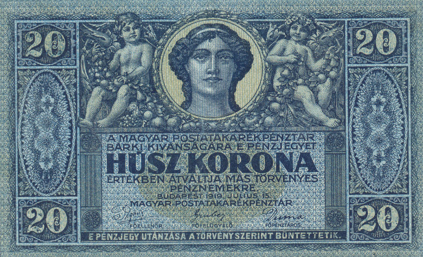 Front of Hungary p38b: 20 Korona from 1919