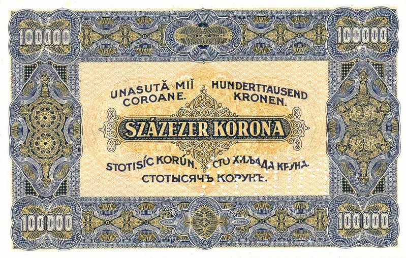 Back of Hungary p72s: 100000 Korona from 1923