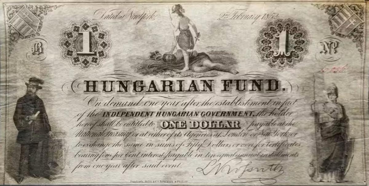 Front of Hungary pS136a: 1 Dollar from 1852
