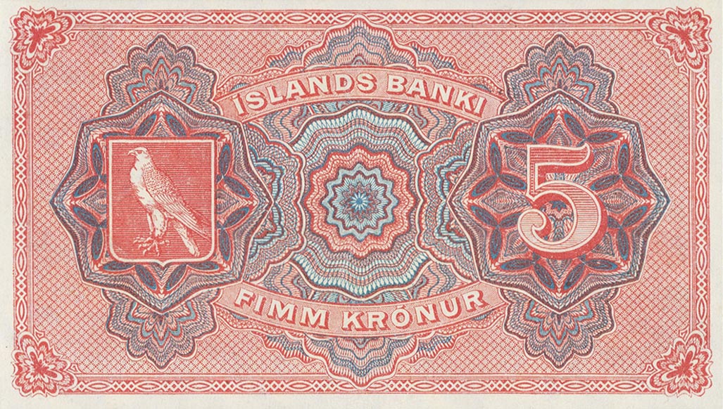 Back of Iceland p15a: 5 Kronur from 1920
