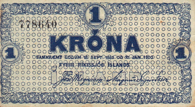 Front of Iceland p18a: 1 Kronur from 1922