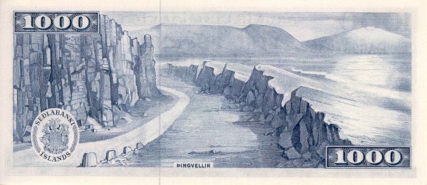 Back of Iceland p46a: 1000 Kronur from 1961