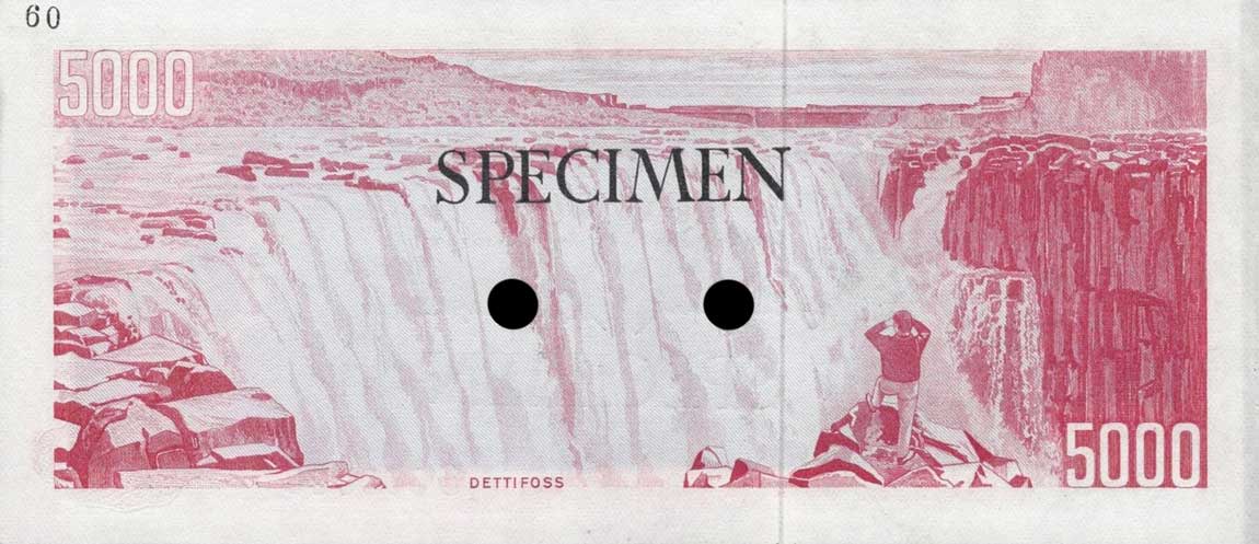 Back of Iceland p47ct: 5000 Kronur from 1961
