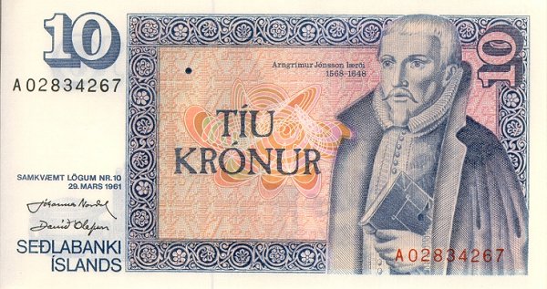 Front of Iceland p48a: 10 Kronur from 1981