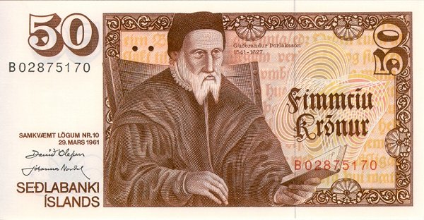 Front of Iceland p49a: 50 Kronur from 1981
