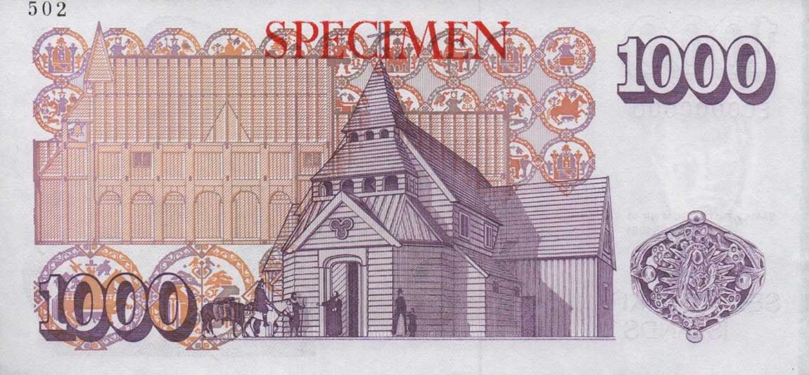 Back of Iceland p52s: 1000 Kronur from 1984