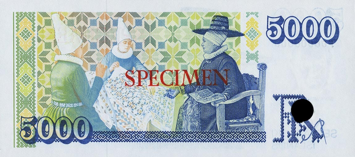 Back of Iceland p53s: 5000 Kronur from 1995