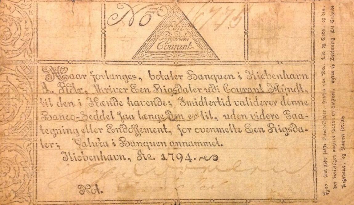 Front of Iceland pA5c: 1 Rigsdaler from 1794