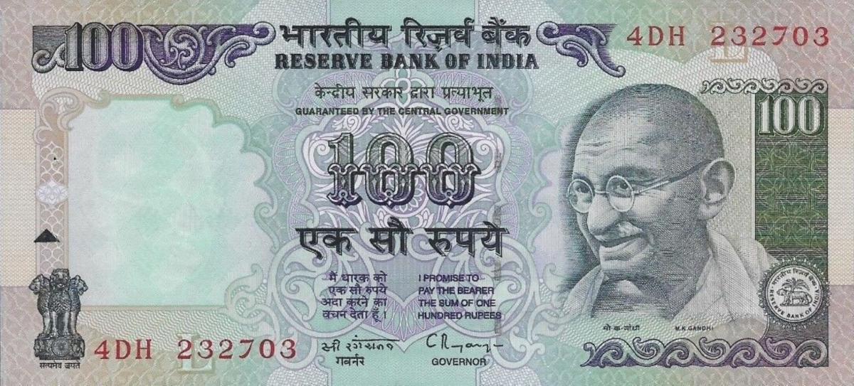 Front of India p91c: 100 Rupees from 1996