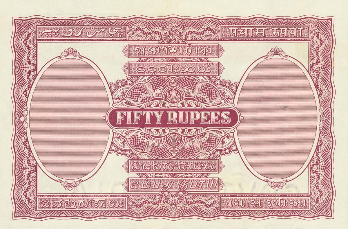 Back of India p9b: 50 Rupees from 1930