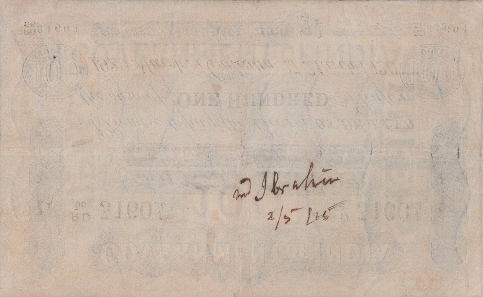 Back of India pA17h: 100 Rupees from 1920