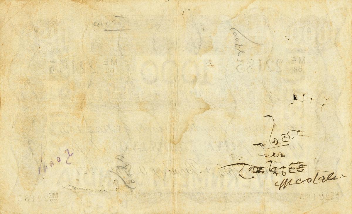 Back of India pA19Ac: 1000 Rupees from 1915