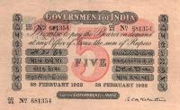 pA6h from India: 5 Rupees from 1922