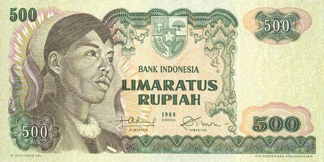Front of Indonesia p109a: 500 Rupiah from 1968