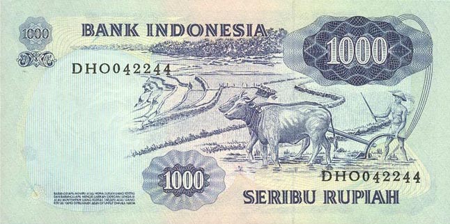 Back of Indonesia p113a: 1000 Rupiah from 1975