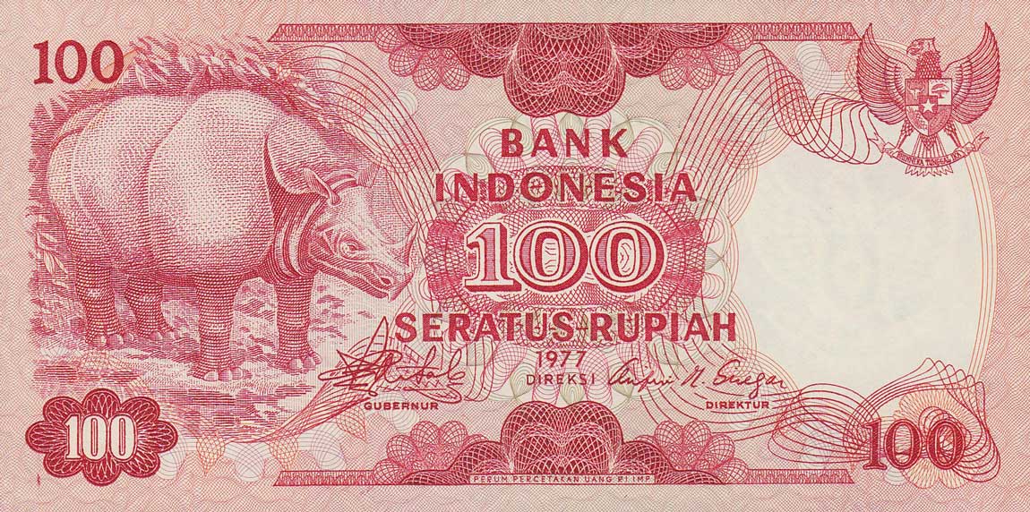 Indonesia 100 Rupiah 1977 UNC P-116 Lot 10 PCS