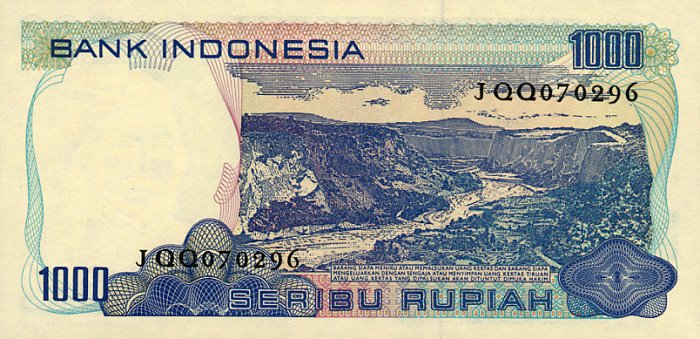 Back of Indonesia p119: 1000 Rupiah from 1980