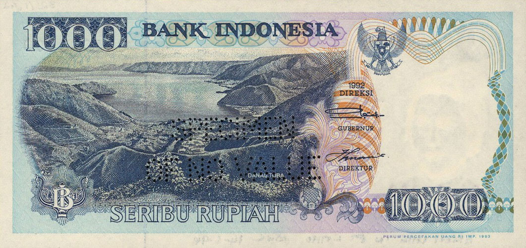 Front of Indonesia p129s: 1000 Rupiah from 1992