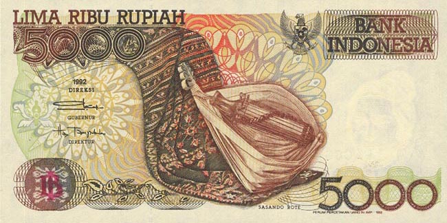 Front of Indonesia p130a: 5000 Rupiah from 1992