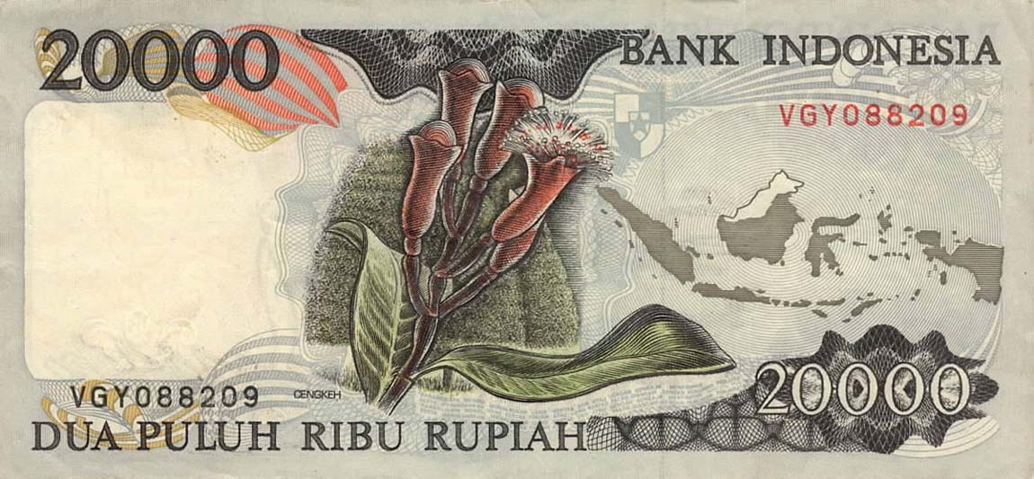 RealBanknotes Indonesia P132b 20000 Rupiah From 1993 1998-indonesia-bank-note-20-000-rupiah-indonesia-indonesian-art