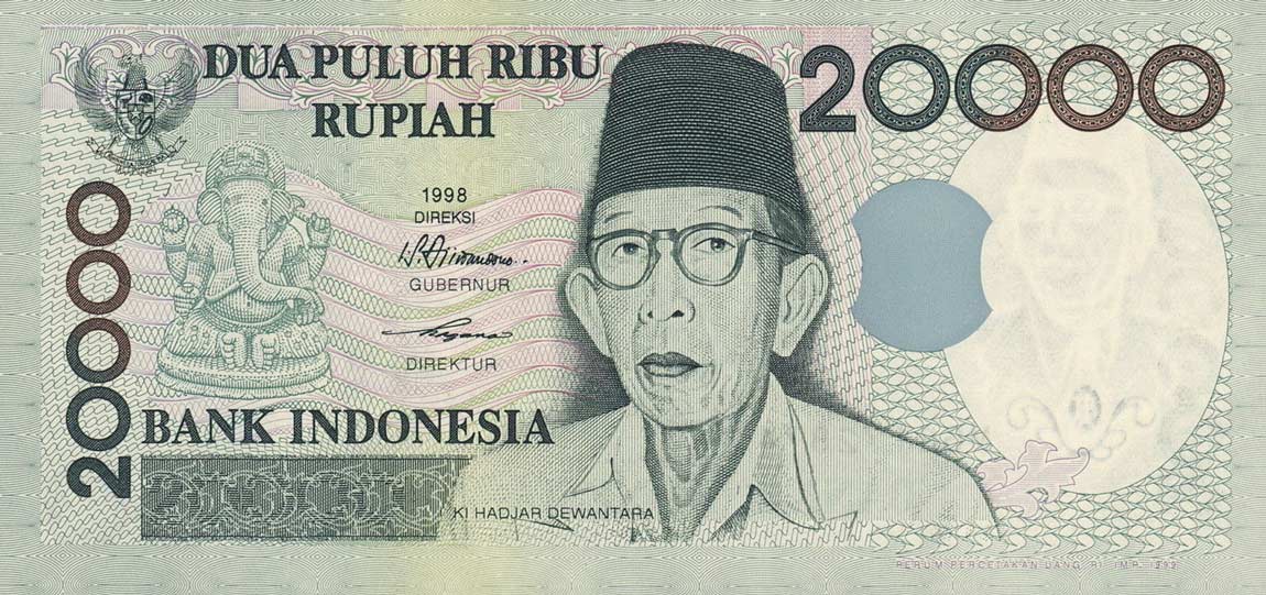 Front of Indonesia p138b: 20000 Rupiah from 1999