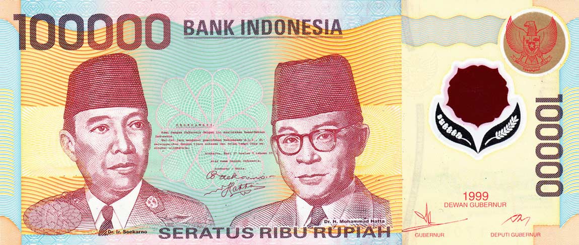 Front of Indonesia p140: 100000 Rupiah from 1999