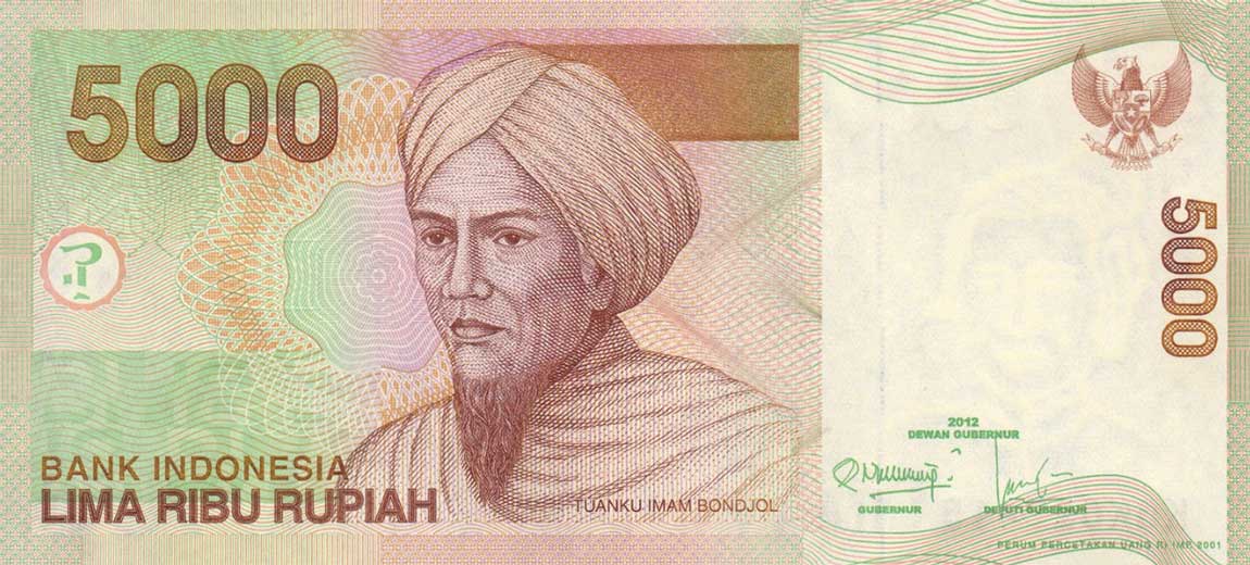Front of Indonesia p142l: 5000 Rupiah from 2012