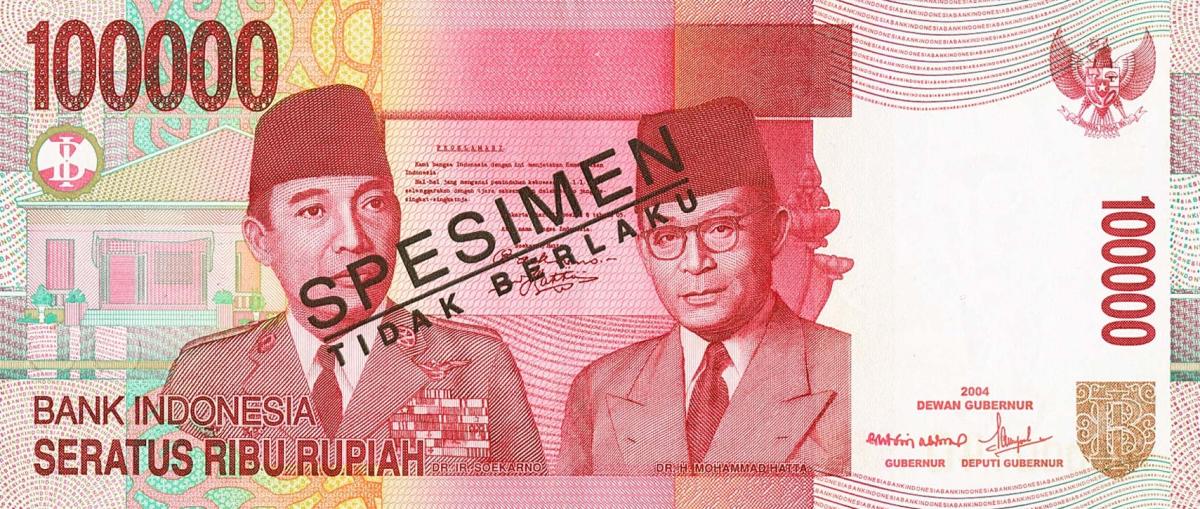 Front of Indonesia p146s: 100000 Rupiah from 2004