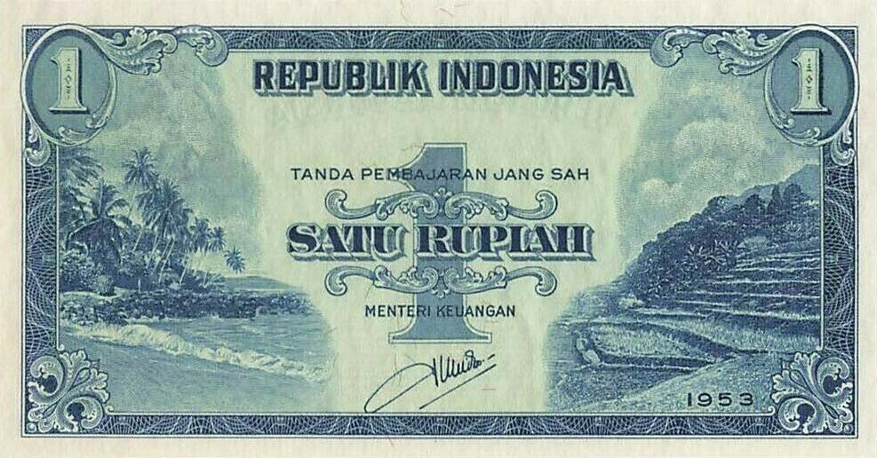 Front of Indonesia p40r: 1 Rupiah from 1953