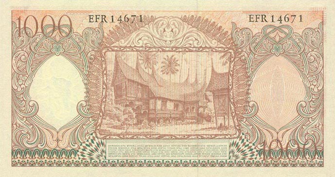 Back of Indonesia p61: 1000 Rupiah from 1958