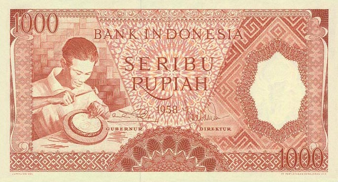 Front of Indonesia p61: 1000 Rupiah from 1958