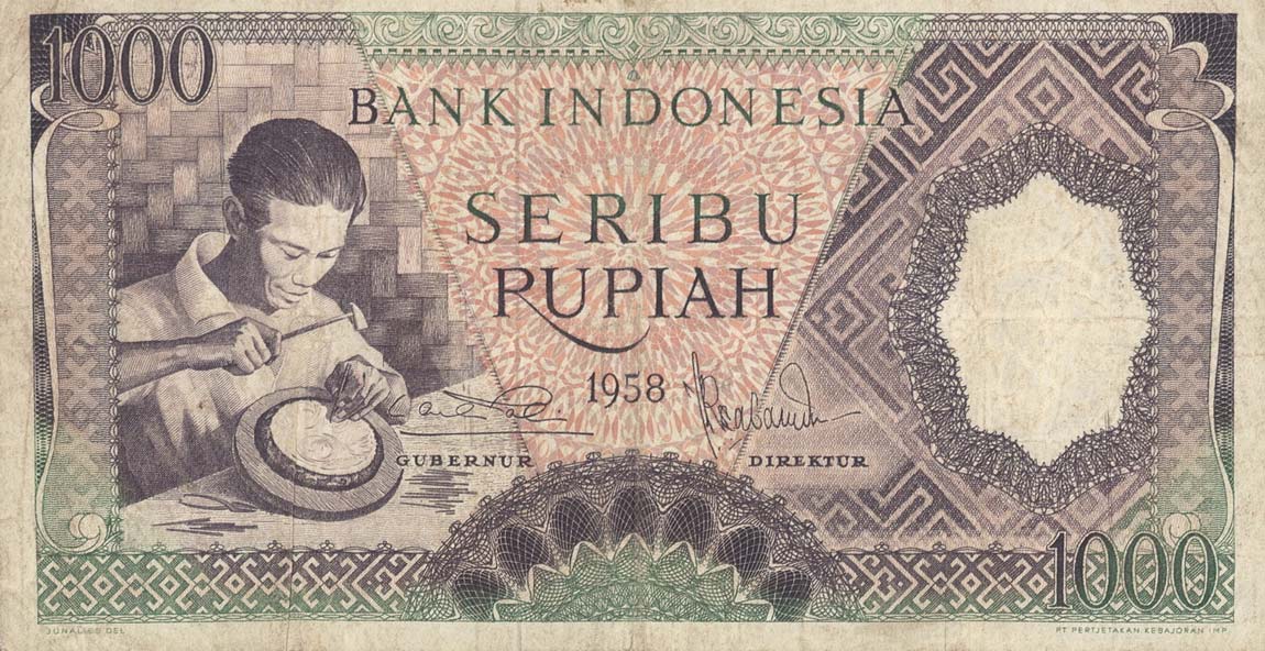 Front of Indonesia p62: 1000 Rupiah from 1958