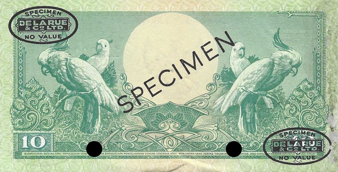 Back of Indonesia p66s: 10 Rupiah from 1959