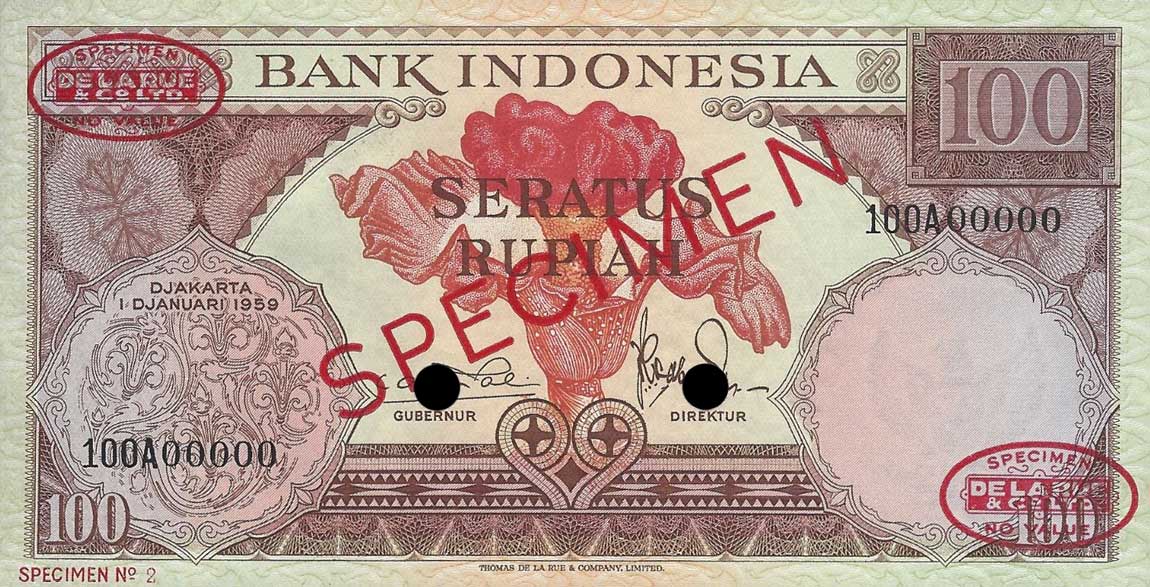 Front of Indonesia p69s: 100 Rupiah from 1959