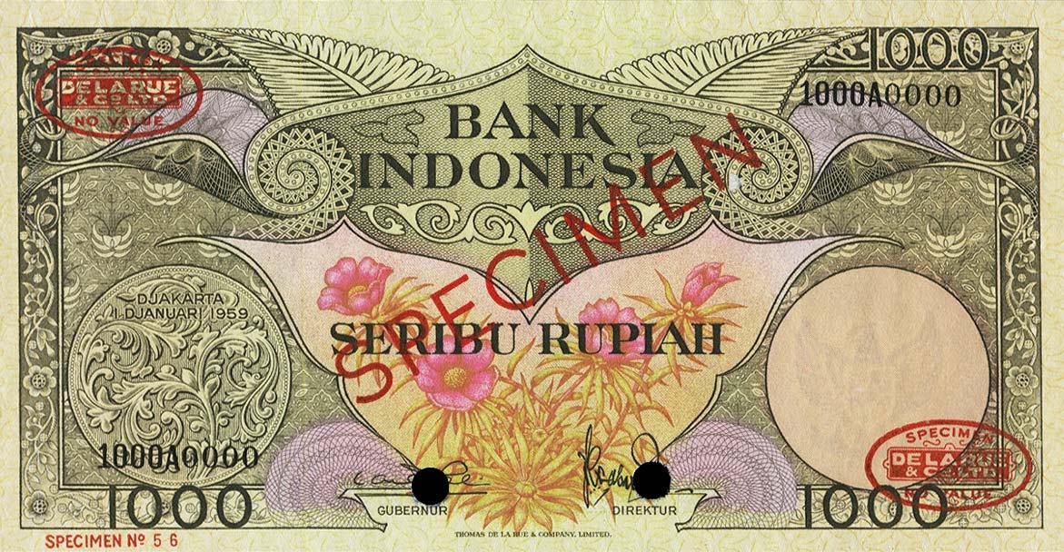 Front of Indonesia p71s: 1000 Rupiah from 1959