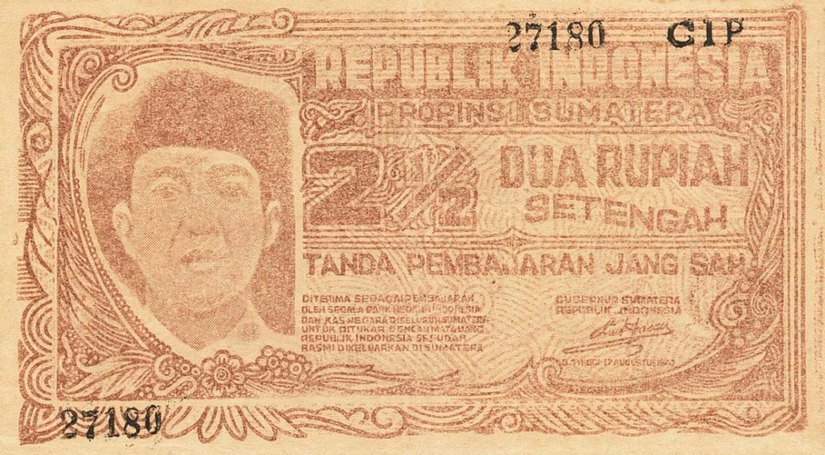 Front of Indonesia pS183: 2.5 Rupiah from 1947