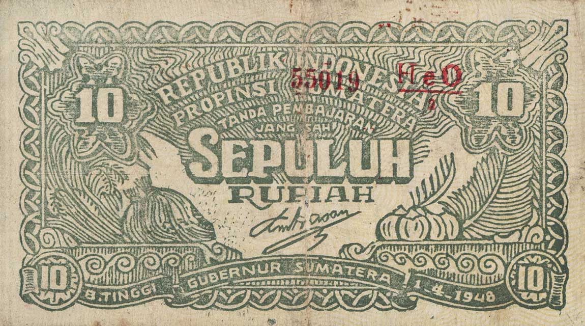 Front of Indonesia pS193a: 10 Rupiah from 1948