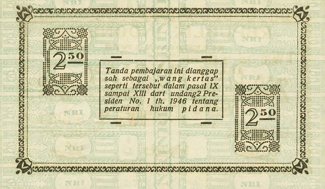 Back of Indonesia pS283: 2.5 Rupiah from 1947