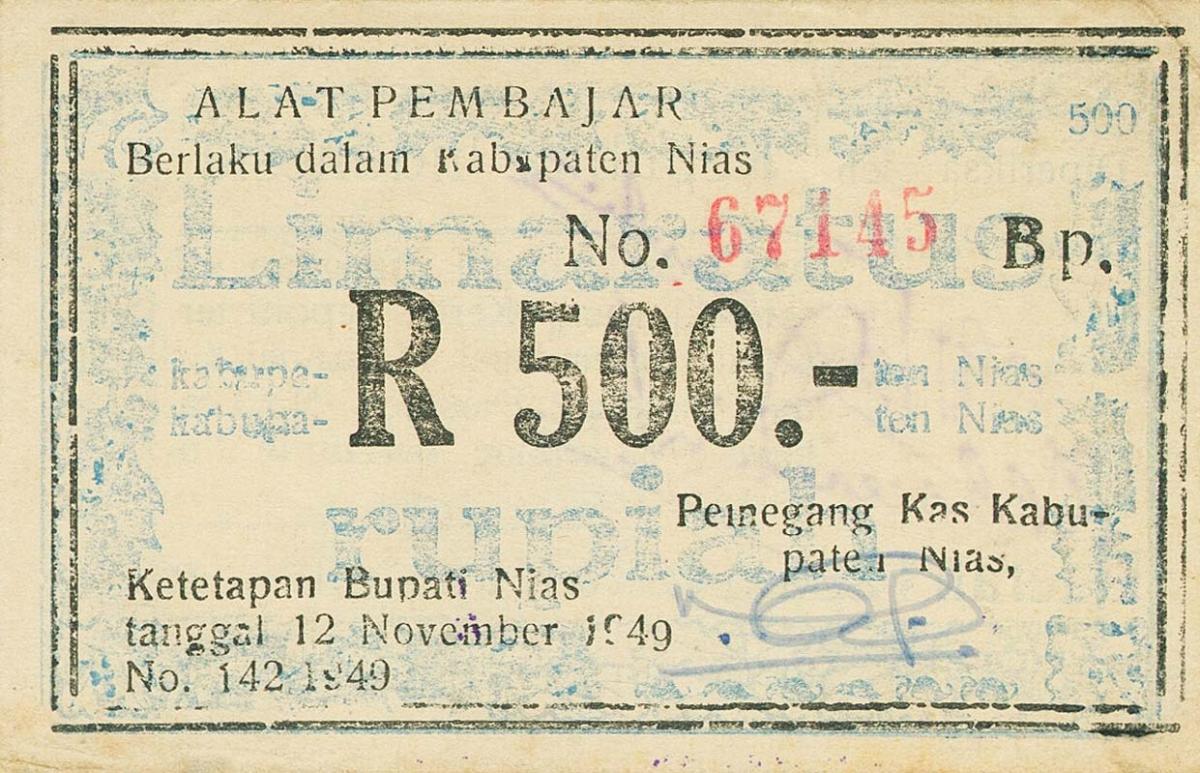 Front of Indonesia pS325: 500 Rupiah from 1949